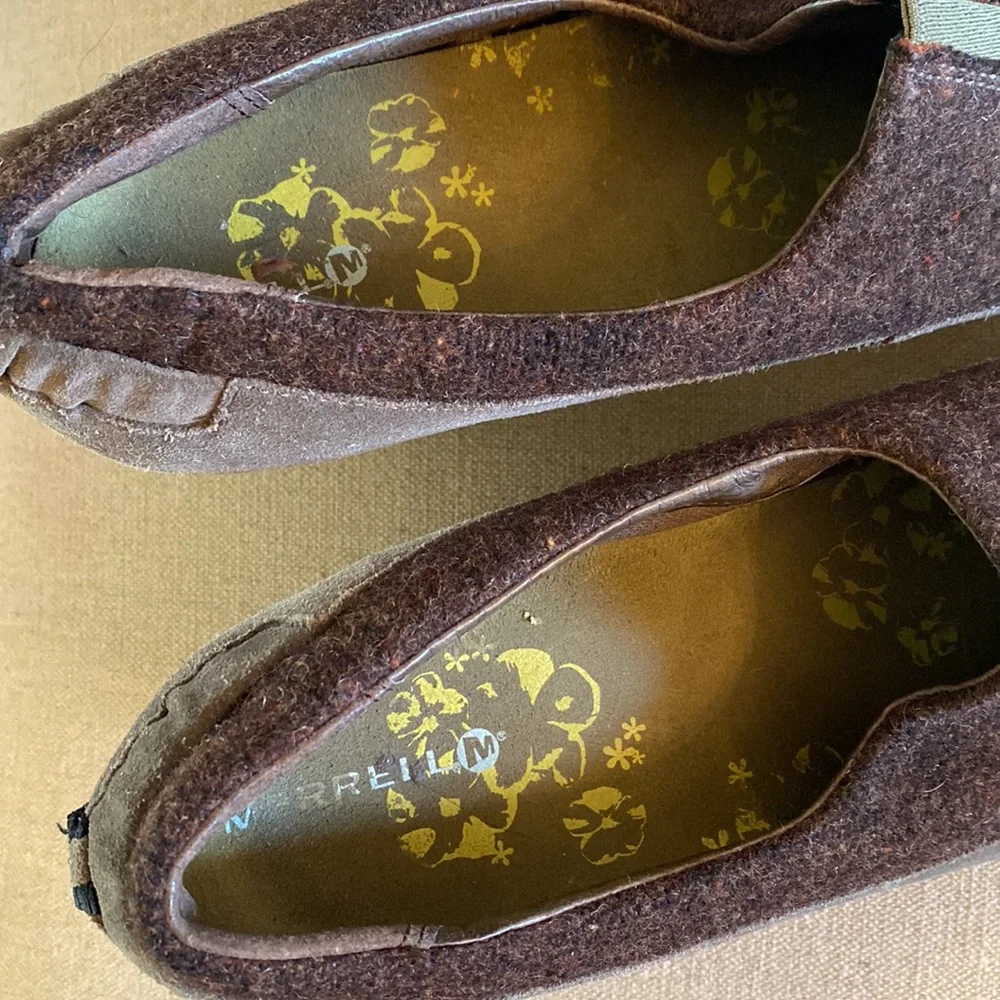 Merrell Tulip Wool Vibram Wedges Suede Grey Taupe Size 10.5